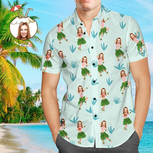 Custom Face Shirt Personalized Photo Men's Hawaiian Shirt Happy Dance