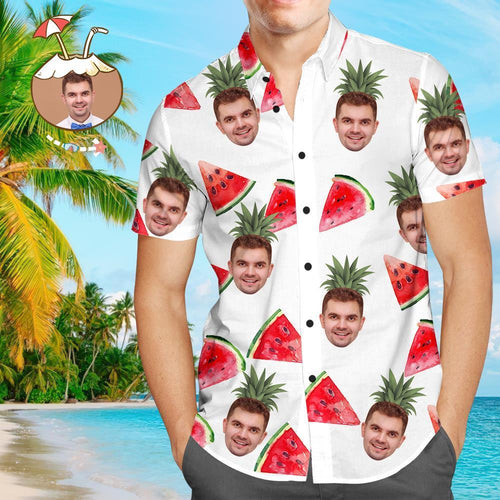 Custom Face Shirt Personalized Photo Men's Hawaiian Shirt Watermelon