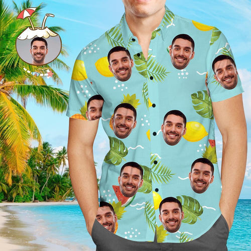 Custom Face Shirt Personalized Photo Men's Hawaiian Shirt Summer