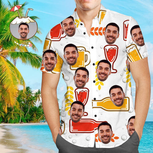 Custom Face Shirt Personalized Photo Men's Hawaiian Shirt Beer