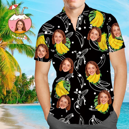 Custom Face Shirt Personalized Photo Men's Hawaiian Shirt Banana