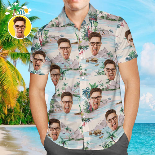 Custom Face Shirt Personalized Men's Hawaiian Shirt Sea View
