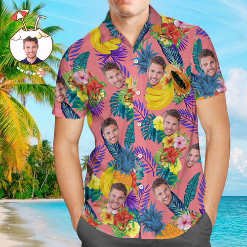 Custom Face Shirt Personalized Photo Men's Hawaiian Shirt Gift for Him