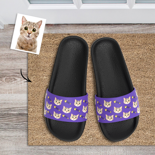 Custom Photo Slide Sandal Slide Sandal- Cat