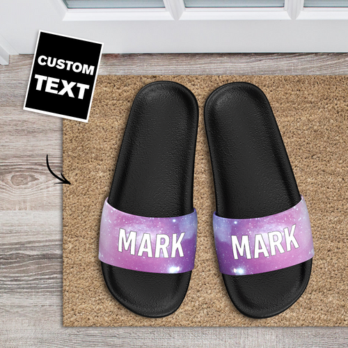 Custom Slide Sandals with Text Personalized Couple Slide Sandal For Summer Custom Gifts For Him/Her - Starry Sky