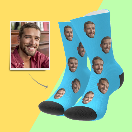 Printed In USA Custom Christmas Face Socks Add Pictures and Name