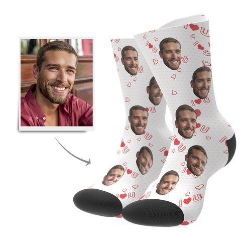 Printed In USA Custom Face Sock Add Pictures Love