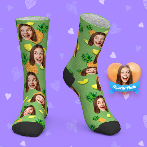 Custom Face Socks Personalized Photo Socks Pineapple
