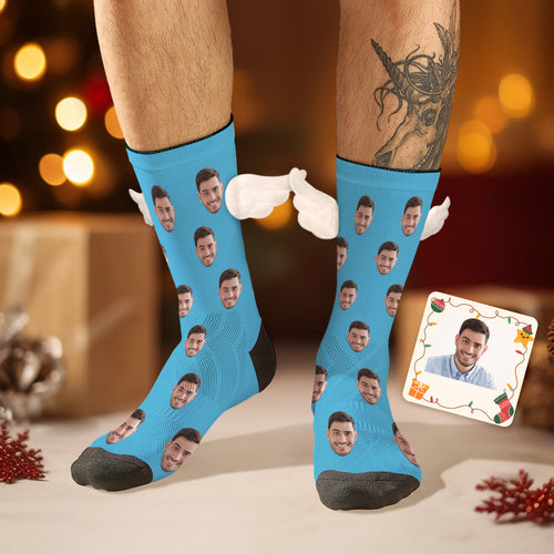 Custom Face Socks 3D Magnetic Wing Socks Christmas Gifts
