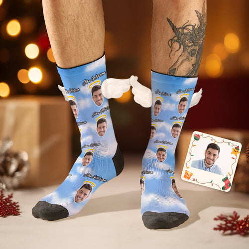 Custom Face Socks with Name 3D Magnetic Wing Socks Remembering Loved Ones Gifts