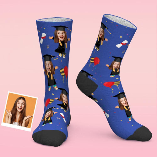 Custom Face Bachelor Gown Socks Personalized Graduation Gift