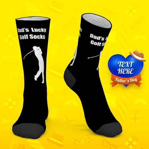 Father's Day Gift Custom Socks with Text Lucky Golf Socks