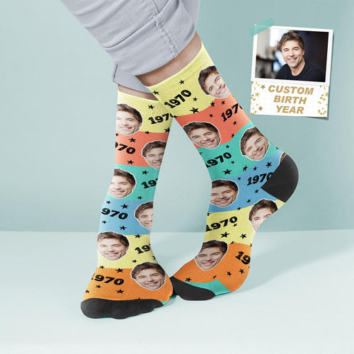 Custom Face and Age Socks Coloful Personalized Birthday Socks Birthday gift