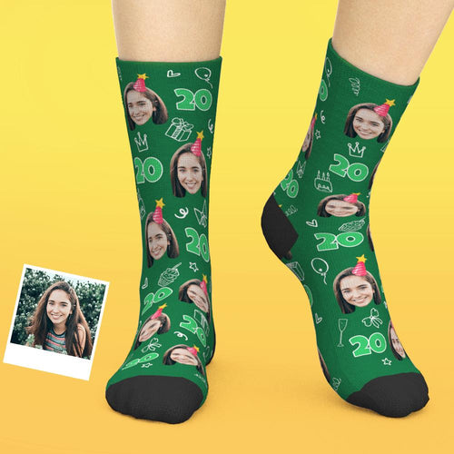 Birthday Gifts, Custom Face Socks Add Pictures And Age Happy Birthday Socks 20 Unique