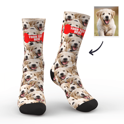 Custom Face Mash Dog Socks With Your Text