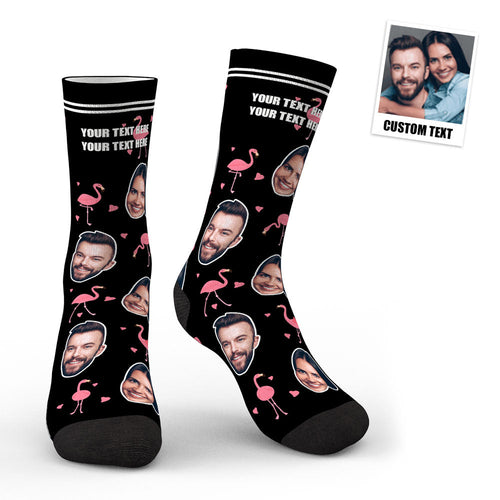 3D Preview Custom Swan Flamingo And Face On Socks - FaceSocksUsa