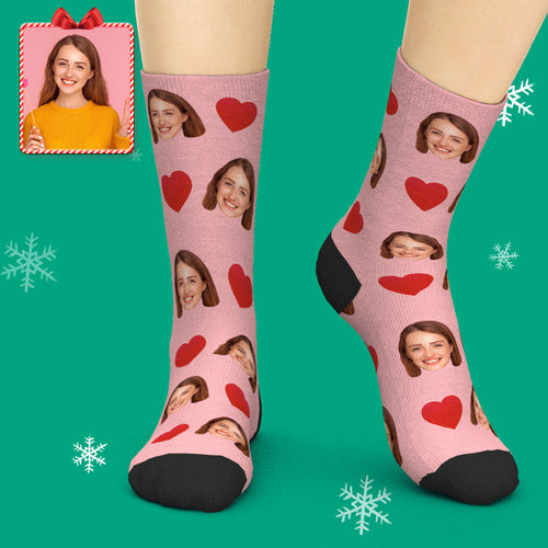 Printed In USA Custom Face Socks Add Pictures Love Heart