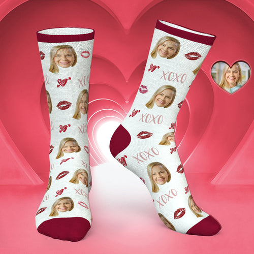 Valentine's Day Gift - Custom Face Socks Personalized Photo Socks Lips