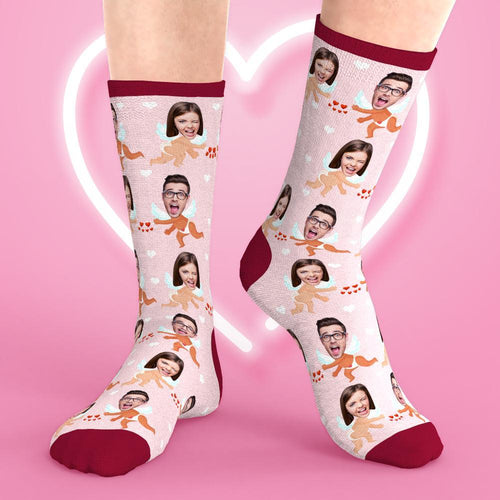 Valentine's Day Gift - Custom Face Socks Personalized Photo Socks Angel for You