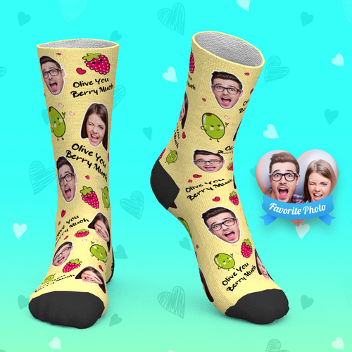 Custom Socks Personalized Face Socks Gifts - Olive You Berry Much