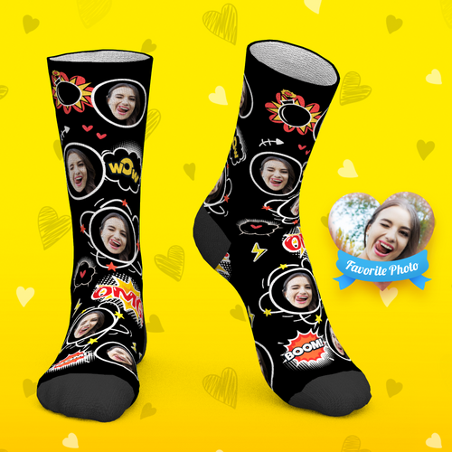 Custom Socks Personalized Photo Socks Pop Art Put your Face on Funny Socks