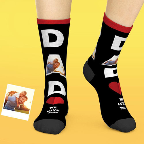 Printed In USA Custom Face Socks Add Pictures and Name Dad We Love You Gifts For Dad