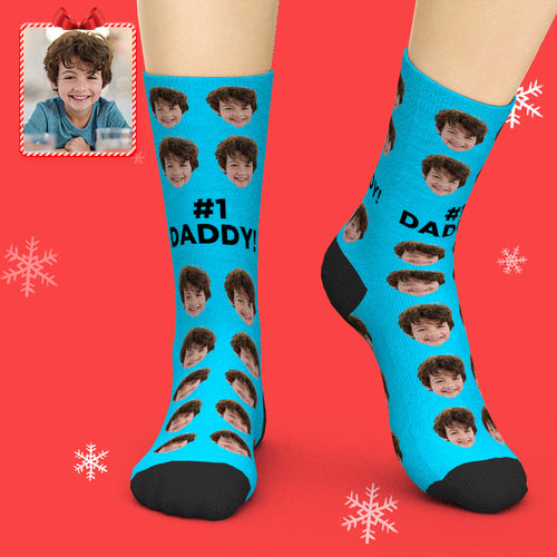 Printed In USA Custom Face Socks Add Pictures and NameFor Dad #1 Daddy