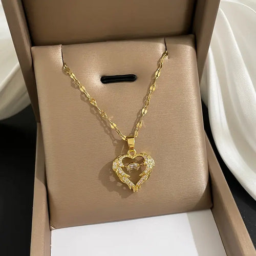 Love Heart Necklace Elegant Wing Diamond Gift