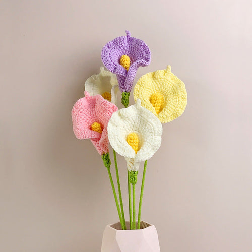 Calla Lily Crochet Flower Handmade Knitted Flower Gift for Lover - FaceSocksUsa