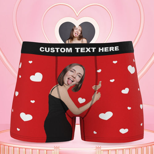 Men's Custom Face Boxers Hug My Dear with Heart 3D Online Preview