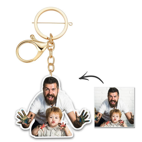 Custom Photo Keychain Colorful Picture Unique Design Fathers Gifts