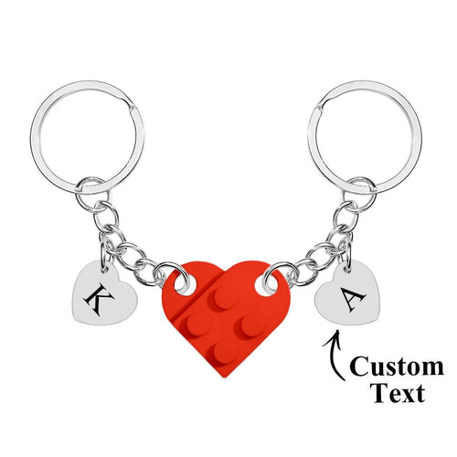 Custom Heart Keychain Set Personalized Initials Matching keychains Valentine's Day Gift Best Friends Gift