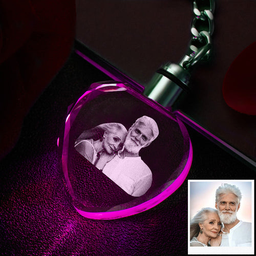 Custom Photo Crystal Keychain Couple Keepake Crystal Keychain Heart Shape Photo Keychain Grandparents Gifts