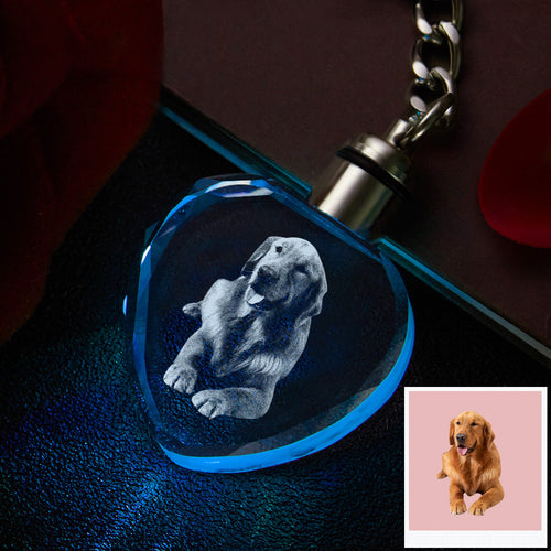Custom Photo Crystal Keychain Pet Keepake Crystal Keychain  Heart Shape Photo Keychain