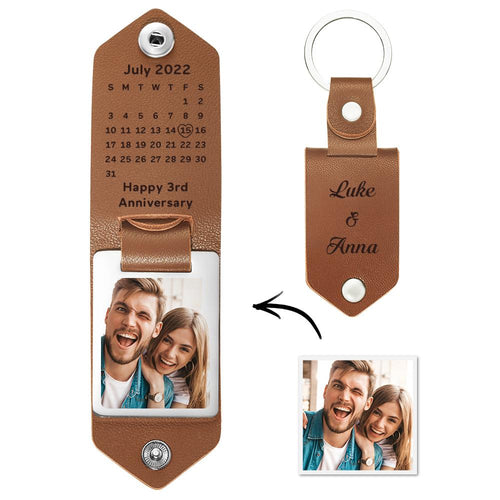 Custom Date Keychain With Calendar Anniversary Gifts for Couples