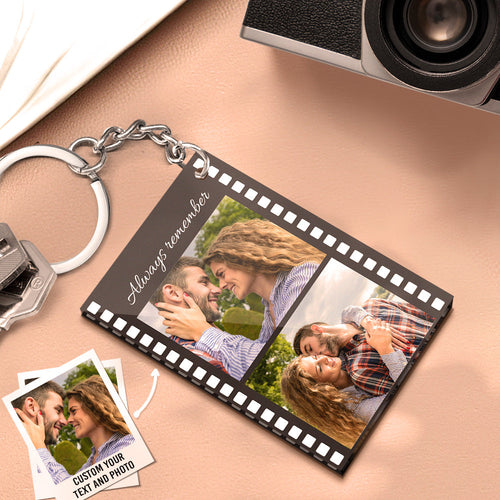Custom Filmstrip Keychain with Photo and Message for Couples - FaceSocksUsa