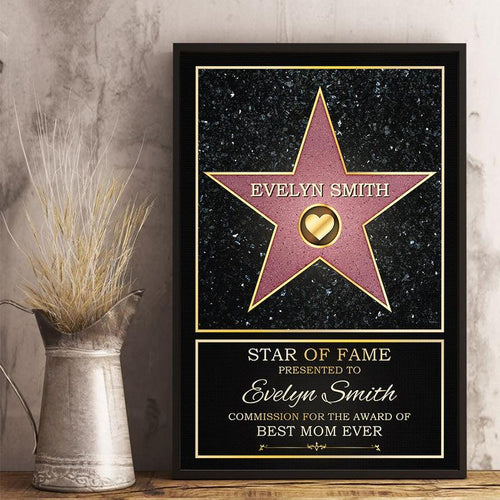 Star Of Fame, Best Mom, Best Dad Of The Year - Family Personalized Custom Vertical Poster - Mother's Day, Father's Day, Birthday Gift For Mom And Dad