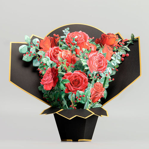 Black Rose Flower Bouquet for Anniversary Grandparents' Day Card Mother's Day