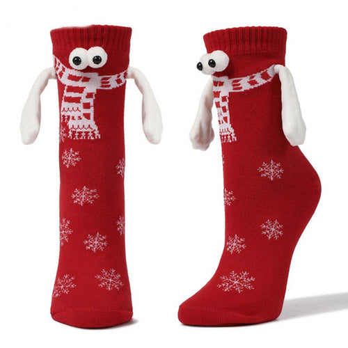 Funny Doll Mid Tube Socks Magnetic Holding Hand Socks Scarf Red Socks Christmas Gifts - FaceSocksUsa