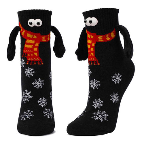 Funny Doll Mid Tube Socks Magnetic Holding Hand Socks Scarf Black Socks Christmas Gifts - FaceSocksUsa