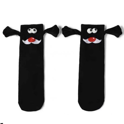Funny Doll Mid Tube Socks Magnetic Holding Hand Socks Red Nose Socks Christmas Gifts - FaceSocksUsa