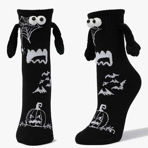 Funny Doll Mid Tube Socks Magnetic Holding Hand Socks Scary Pumpkin Halloween Gifts - FaceSocksUsa