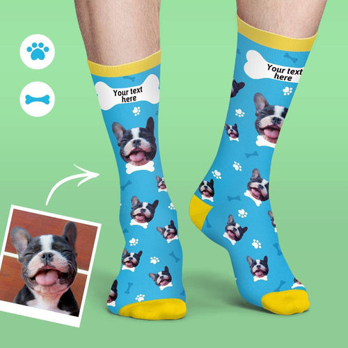 Custom Face Socks Colorful Candy Series Soft And Comfortable Dog Socks - Blue