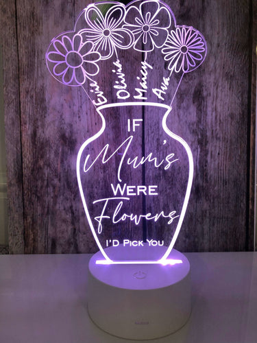 Personalised Night Light Mother's Day Forever Flower Vase Custom Name Gifts for Mom