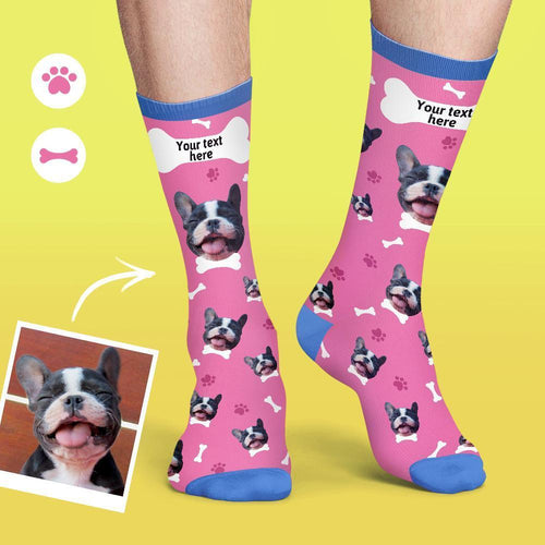 Custom Face Socks Colorful Candy Series Soft And Comfortable Dog Socks - Pink