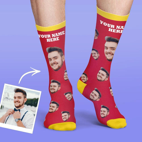 Custom Face Socks Colorful Candy Series - Red